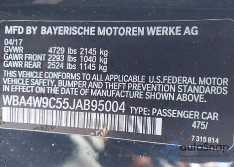 2018 BMW 440I xDrive из США, поврежденный, VIN WBA4W9C55JAB95004